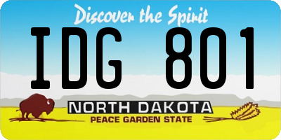 ND license plate IDG801