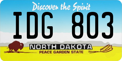 ND license plate IDG803