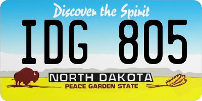 ND license plate IDG805