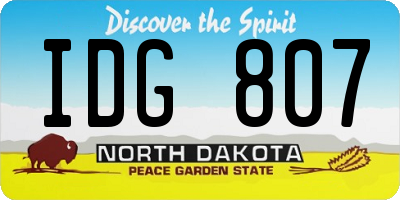 ND license plate IDG807