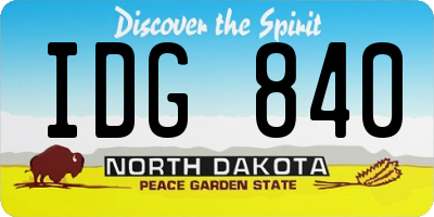ND license plate IDG840