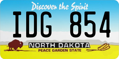 ND license plate IDG854