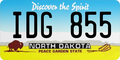 ND license plate IDG855