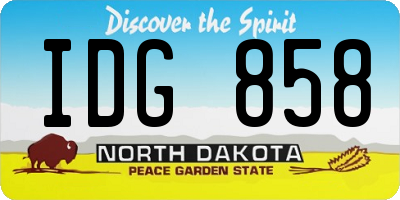 ND license plate IDG858