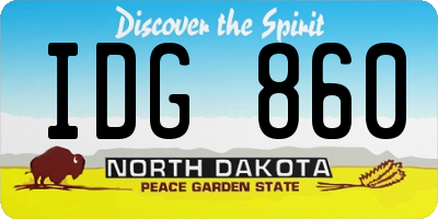 ND license plate IDG860