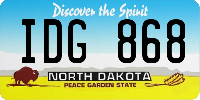 ND license plate IDG868