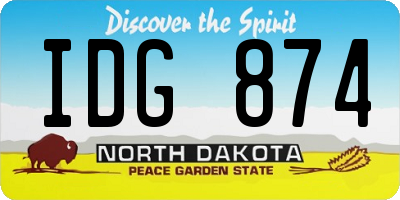 ND license plate IDG874