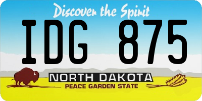 ND license plate IDG875