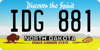 ND license plate IDG881