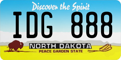 ND license plate IDG888