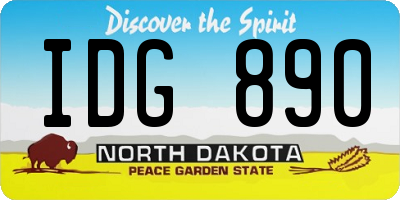 ND license plate IDG890