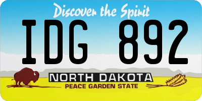 ND license plate IDG892
