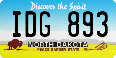 ND license plate IDG893