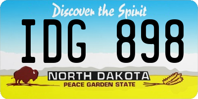 ND license plate IDG898
