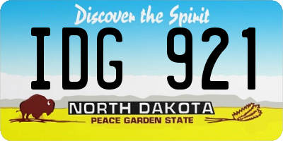 ND license plate IDG921
