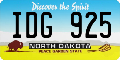 ND license plate IDG925