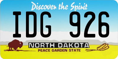 ND license plate IDG926