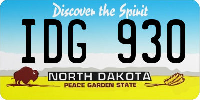 ND license plate IDG930