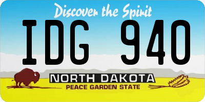 ND license plate IDG940