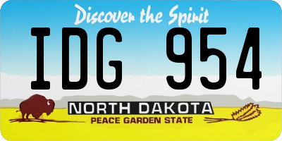 ND license plate IDG954