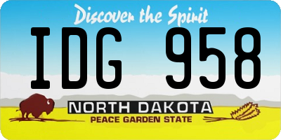 ND license plate IDG958