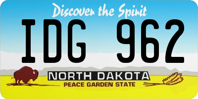 ND license plate IDG962