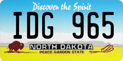 ND license plate IDG965