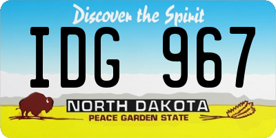 ND license plate IDG967