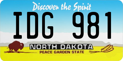 ND license plate IDG981