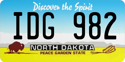 ND license plate IDG982