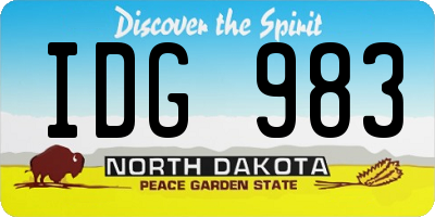 ND license plate IDG983