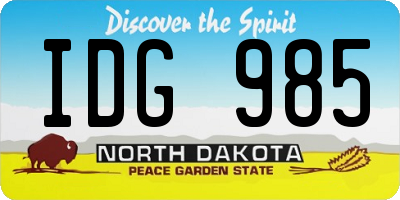ND license plate IDG985