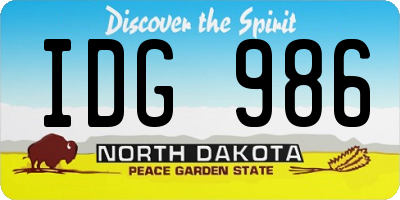 ND license plate IDG986