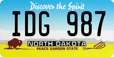 ND license plate IDG987