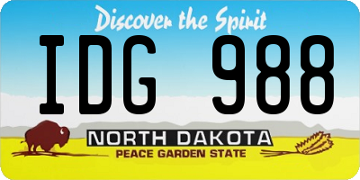 ND license plate IDG988