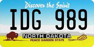 ND license plate IDG989