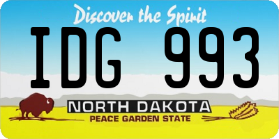 ND license plate IDG993