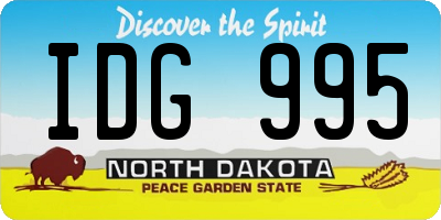 ND license plate IDG995