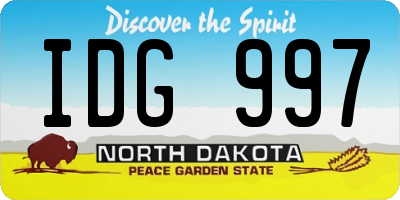 ND license plate IDG997