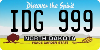 ND license plate IDG999