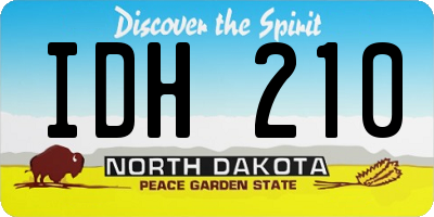 ND license plate IDH210