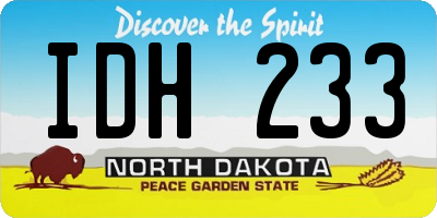 ND license plate IDH233