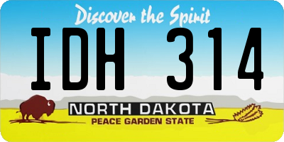 ND license plate IDH314