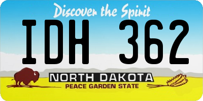 ND license plate IDH362