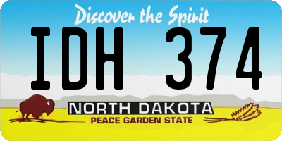 ND license plate IDH374