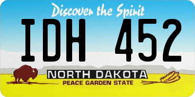 ND license plate IDH452