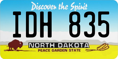 ND license plate IDH835