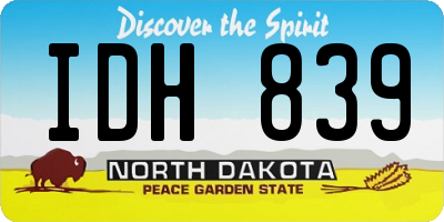 ND license plate IDH839