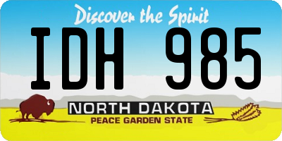 ND license plate IDH985