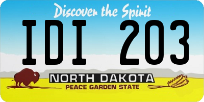 ND license plate IDI203